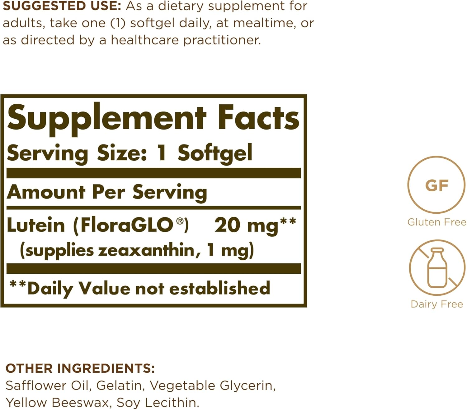 Solgar Lutein Softgels 20mg - Pack of 120 Servings for Eye Health - Gluten & Dairy Free - 2 Bottles