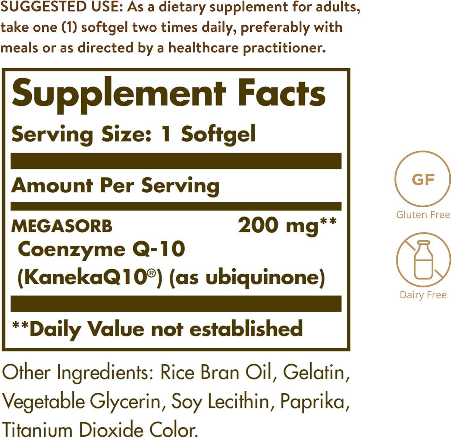 Solgar Megasorb Coenzyme Q10 200 mg Softgels - Heart & Brain Support - Enhanced Absorption - Gluten & Dairy Free - 30 Servings