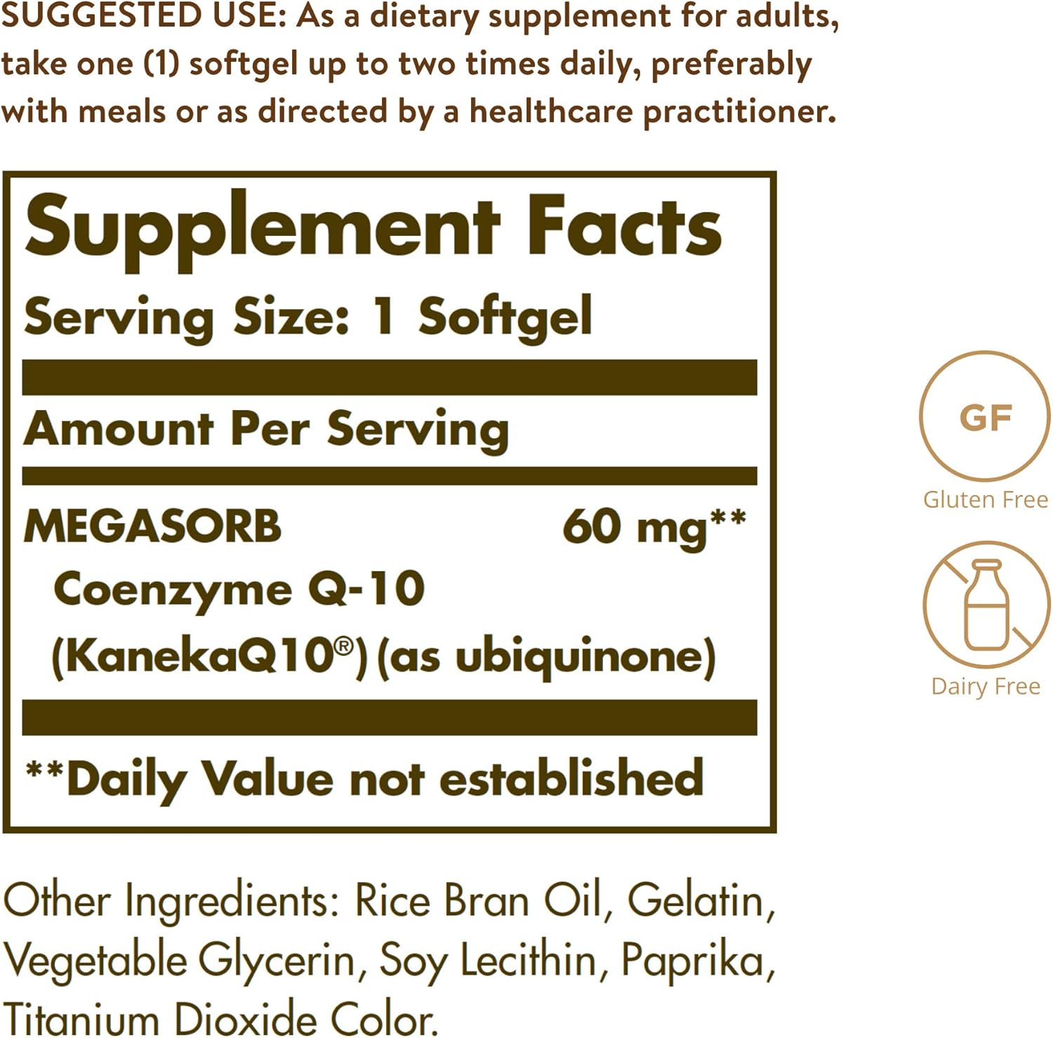 Solgar Megasorb CoQ-10 60 mg Softgels - Heart & Brain Health Support - Coenzyme Q10 Supplement - Easy Absorption - Gluten & Dairy Free - 120 Servings