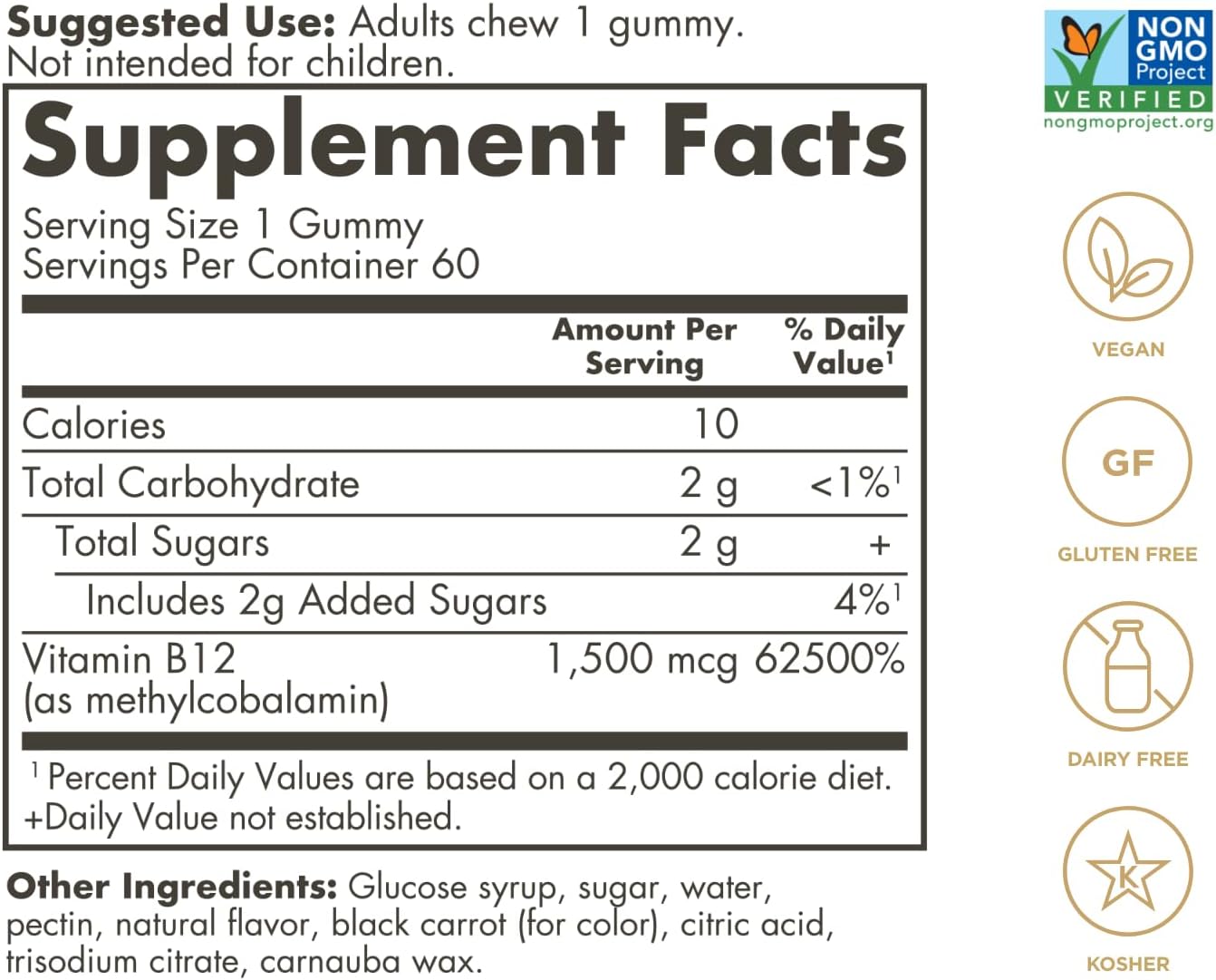 Solgar Methyl B12 Gummies 1,500mcg Ultra Potency for Energy & Metabolism, Raspberry Flavor, Vegan & Gluten Free, 2 Month Supply