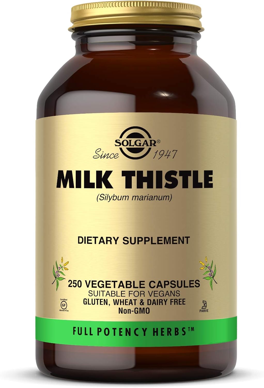 Solgar Milk Thistle Supplement - 250 Vegetable Capsules with Full Potency