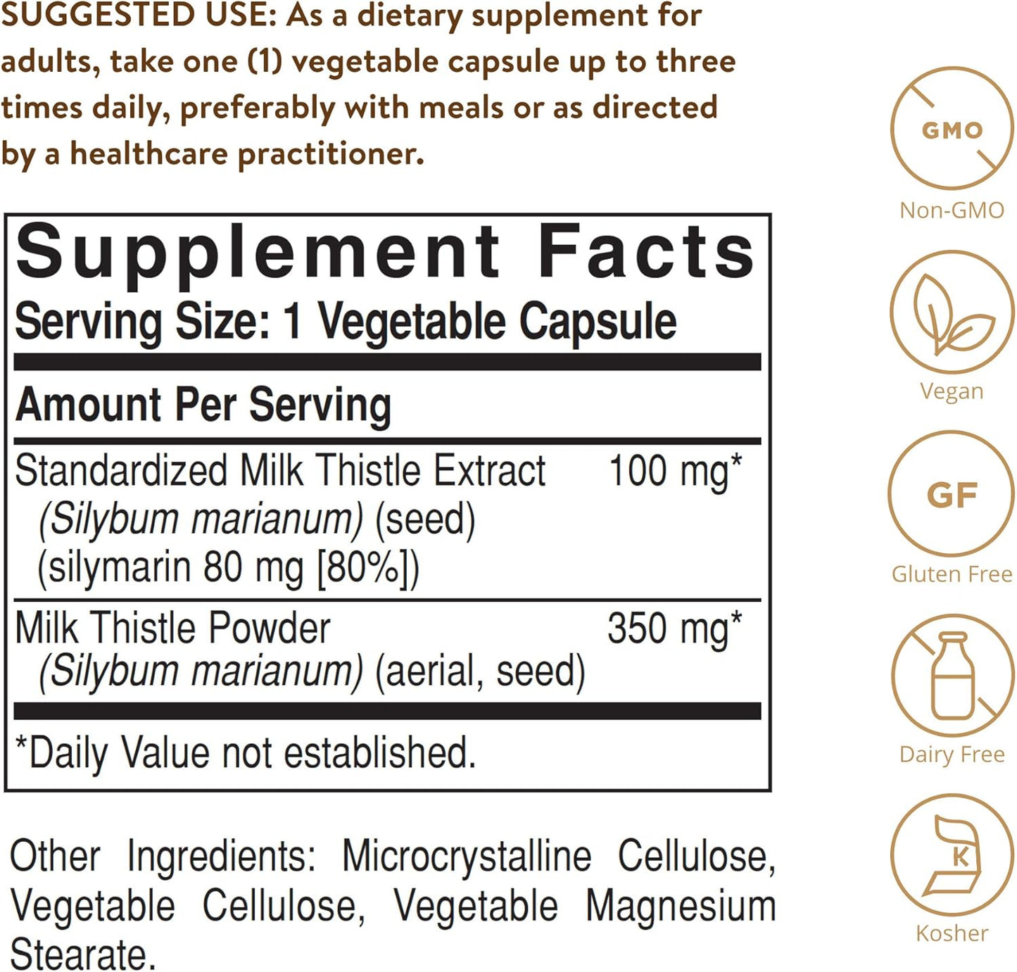 Solgar Milk Thistle Supplement - 250 Vegetable Capsules with Full Potency