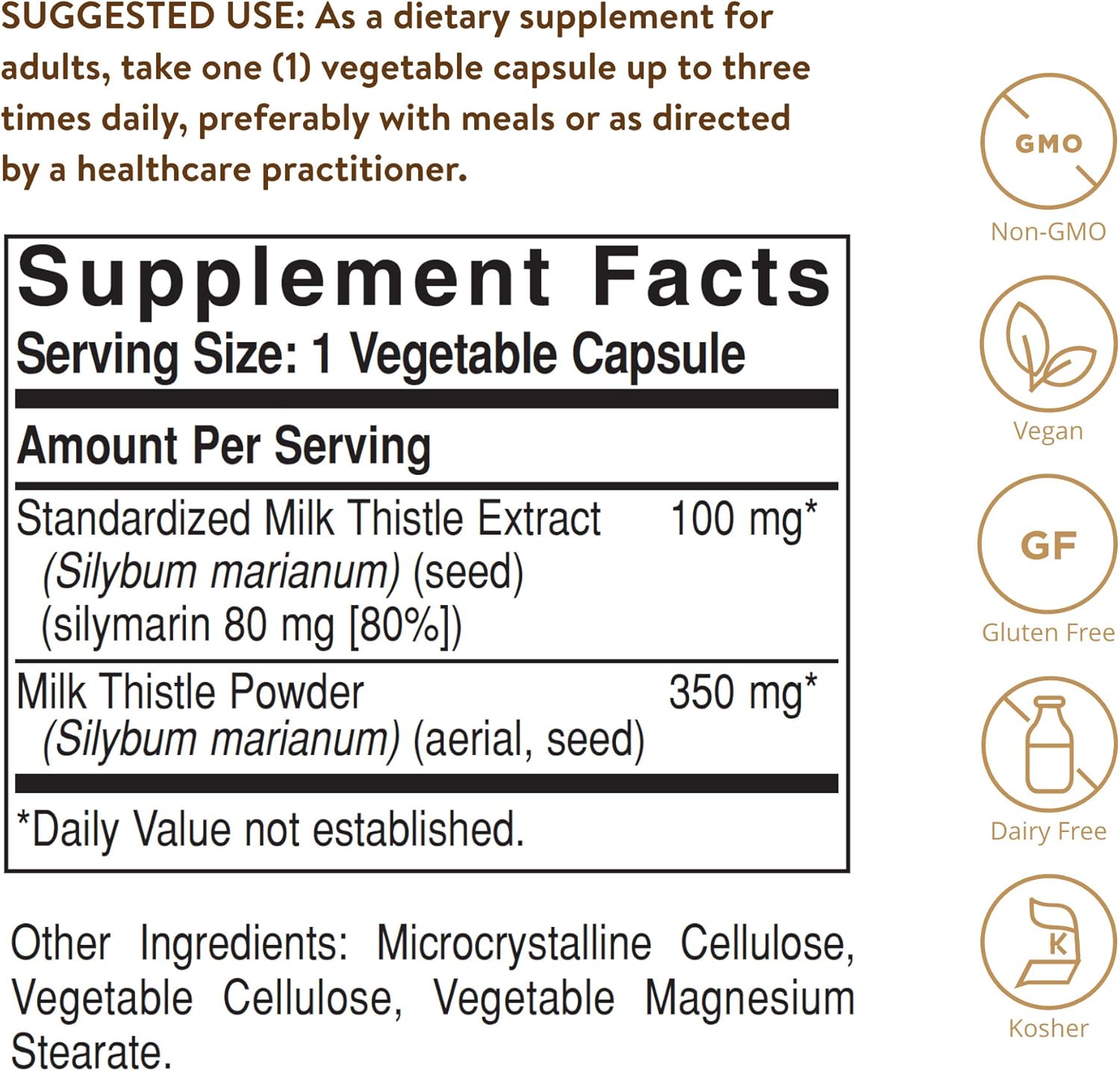 Solgar Milk Thistle Supplement - 250 Vegetable Capsules with Full Potency