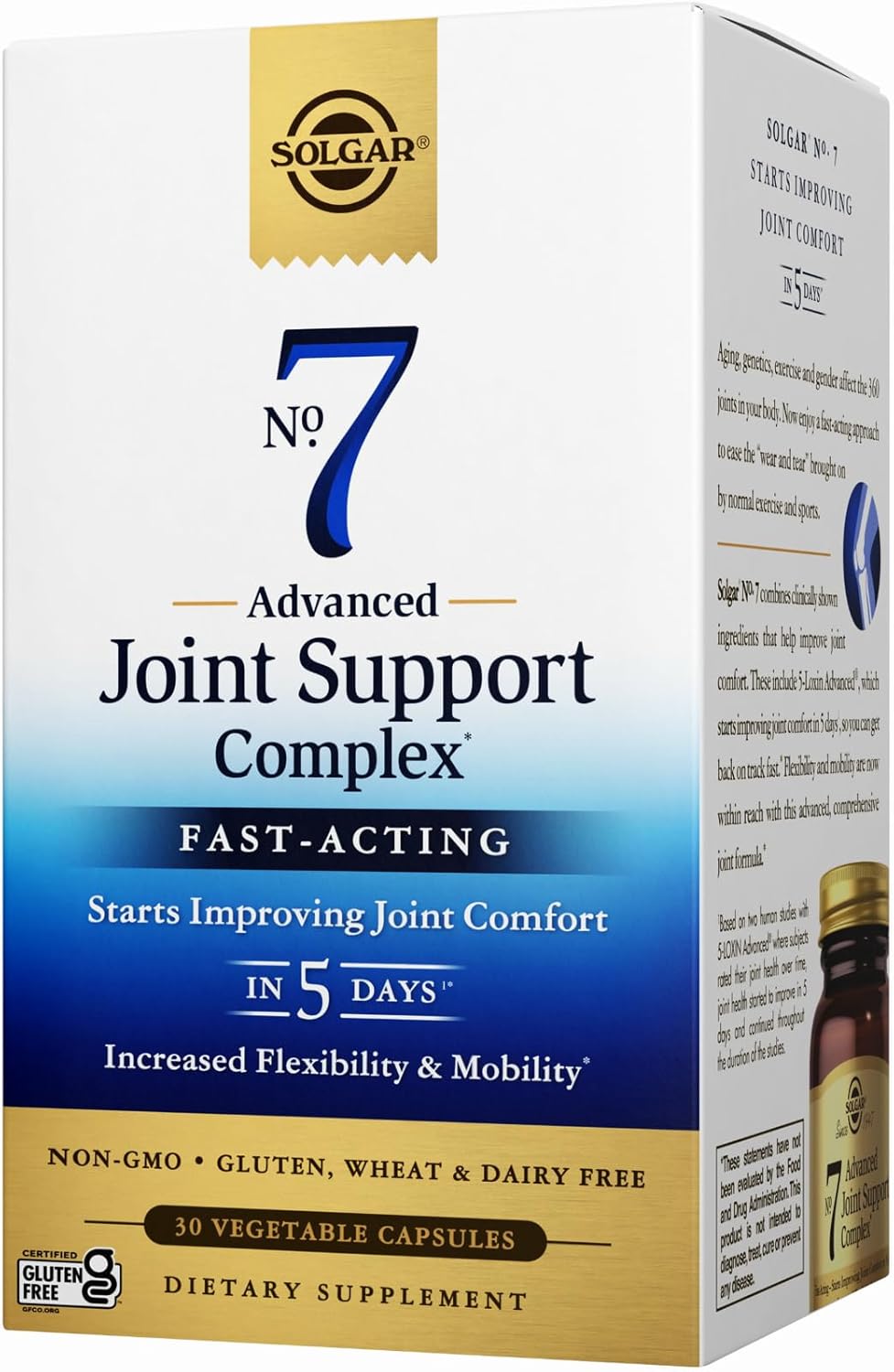 Solgar No. 7 Joint Support Complex - Enhances Flexibility & Mobility - Non-GMO, Gluten/Wheat/Dairy Free - 30 Servings