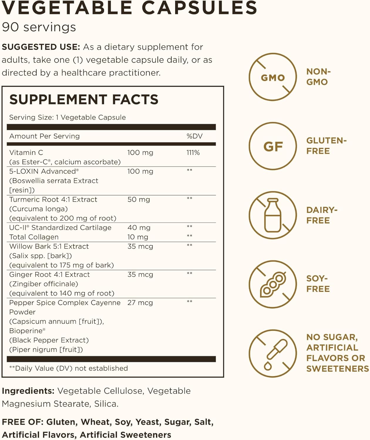 Solgar No. 7 Joint Support Complex Capsules - Fast-Acting Formula with 90 Servings - Non-GMO, Gluten Free, Dairy Free