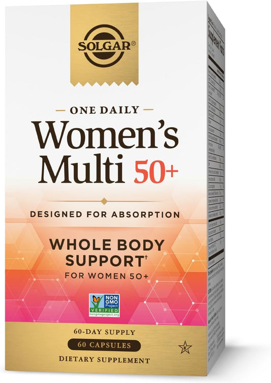 Solgar One Daily Women's Multi 50+ - Whole Body Support for Women Over 50 - Heart, Bone, Breast Health - Energy, Stress Relief - Hair Skin Nails - 60 Vegan Capsules
