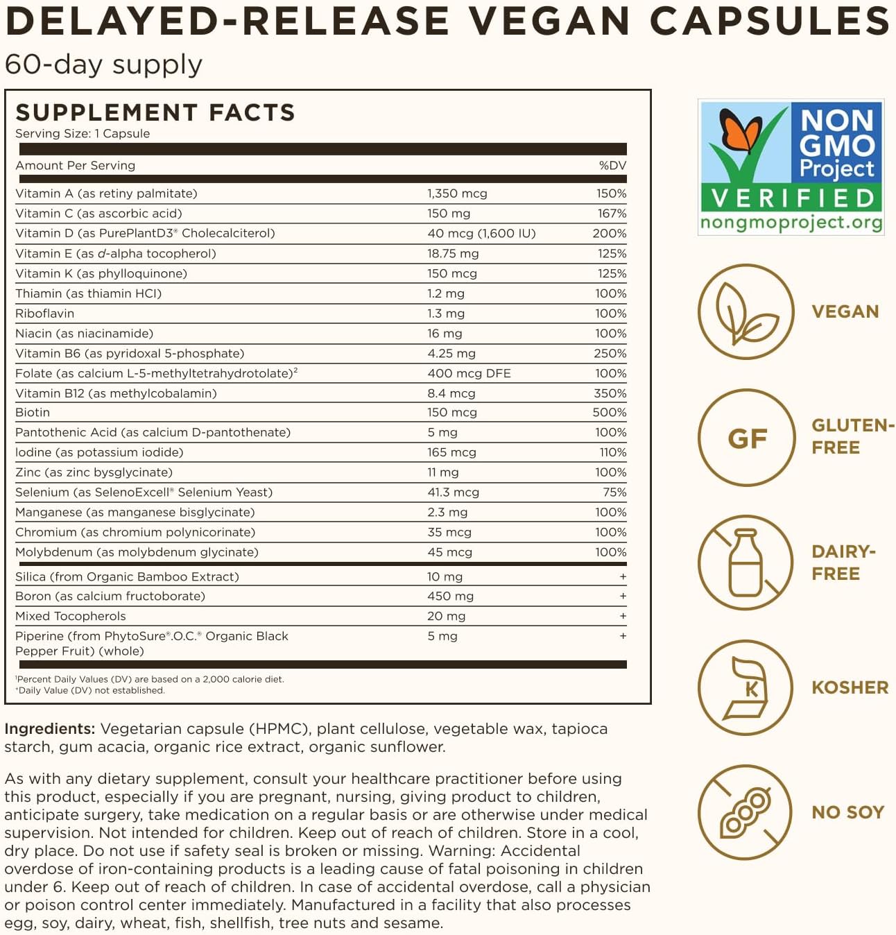 Solgar One Daily Women's Multi 50+ - Whole Body Support for Women Over 50 - Heart, Bone, Breast Health - Energy, Stress Relief - Hair Skin Nails - 60 Vegan Capsules