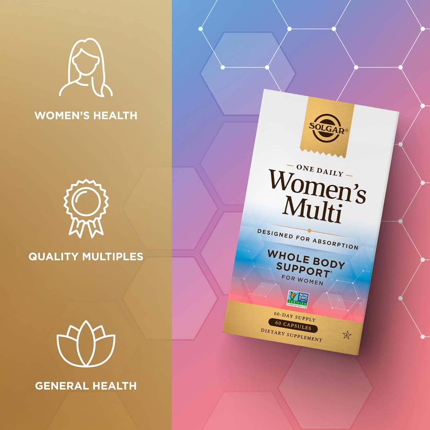 Solgar One Daily Women's Multi Whole Body Support Vitamin - Immune, Heart, Energy, Stress, Hair Skin Nails & Reproductive Health - 60 Servings