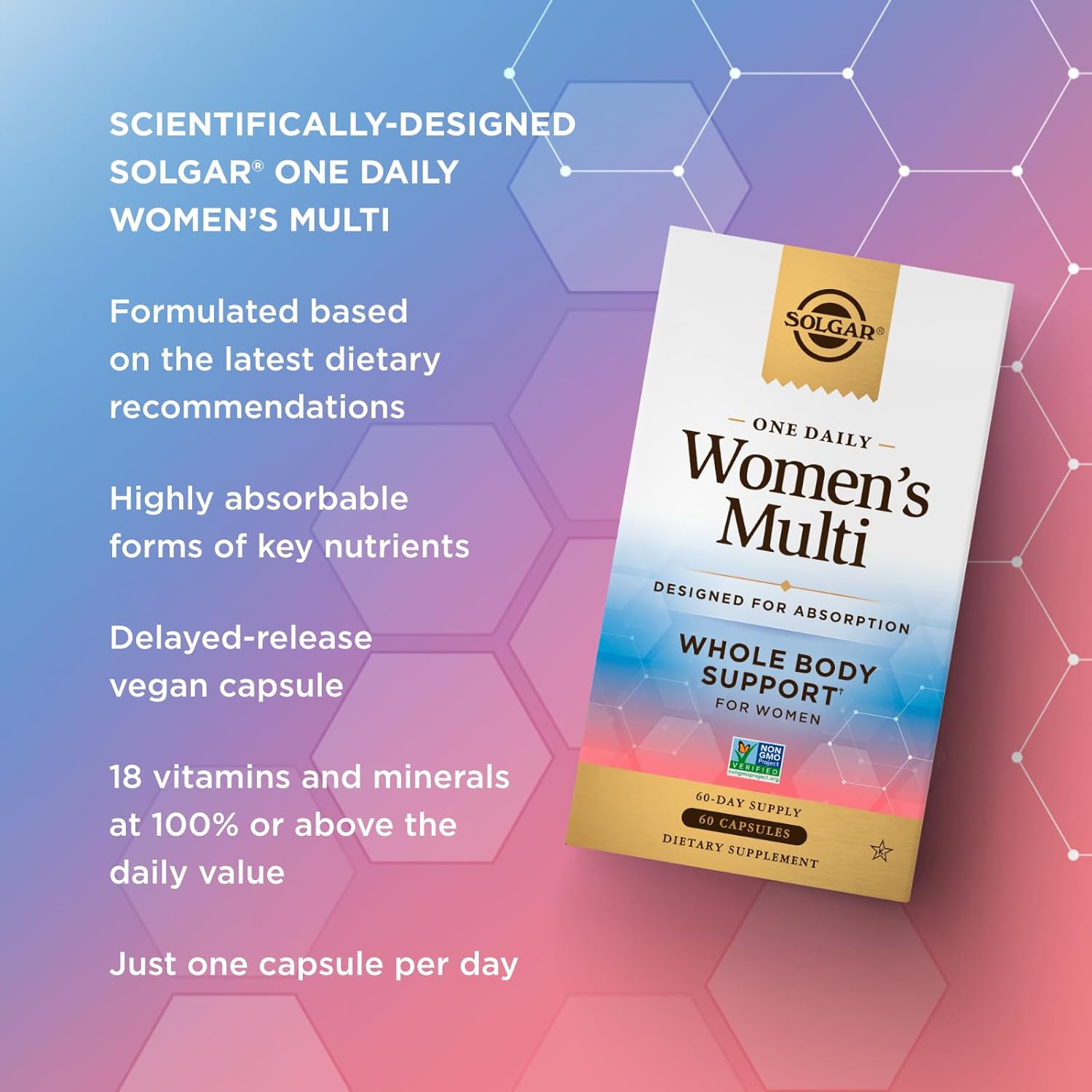 Solgar One Daily Women's Multi Whole Body Support Vitamin - Immune, Heart, Energy, Stress, Hair Skin Nails & Reproductive Health - 60 Servings