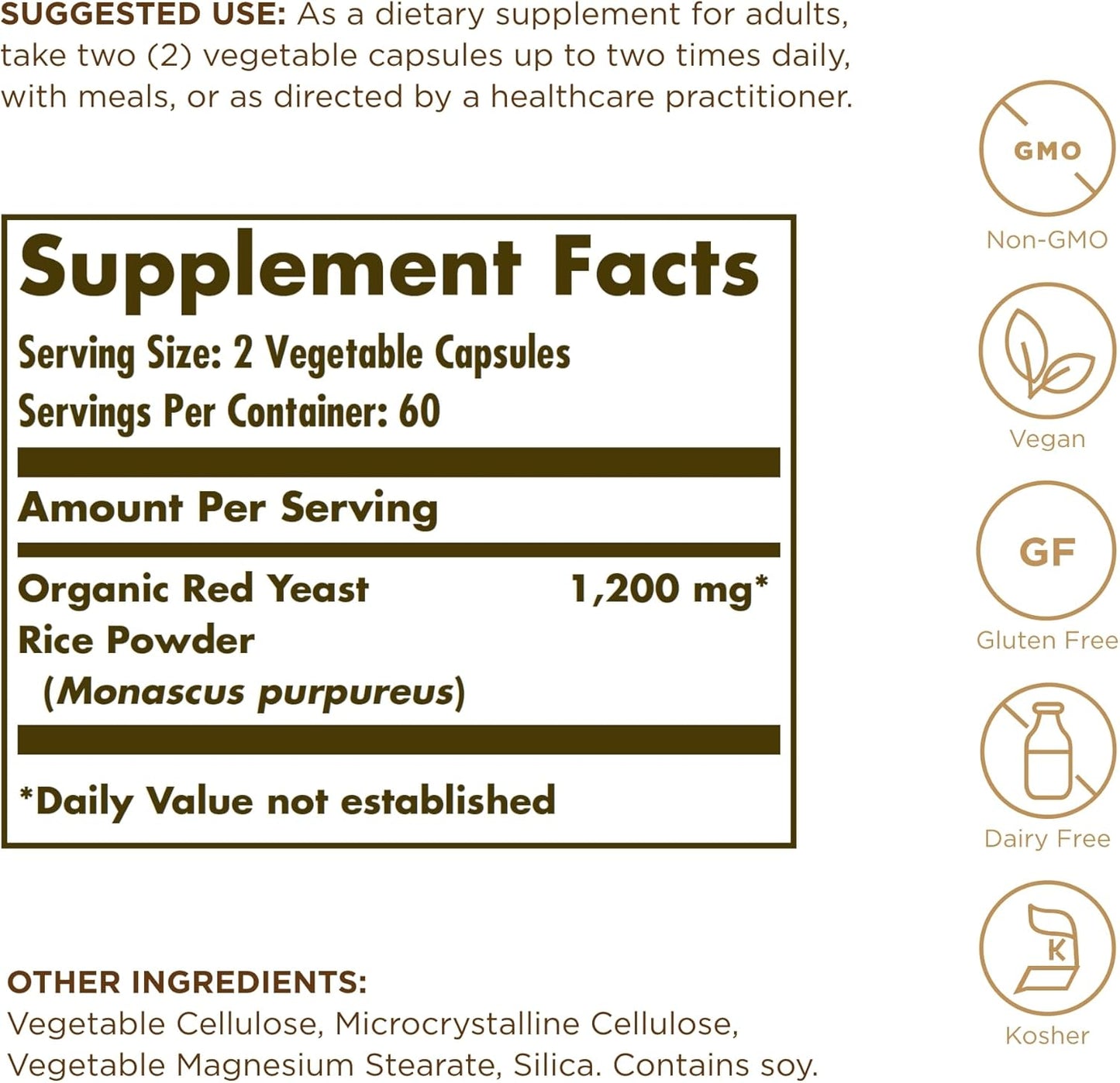 Solgar Red Yeast Rice Capsules - 600 MG, 120 Count - BoostGo Australia