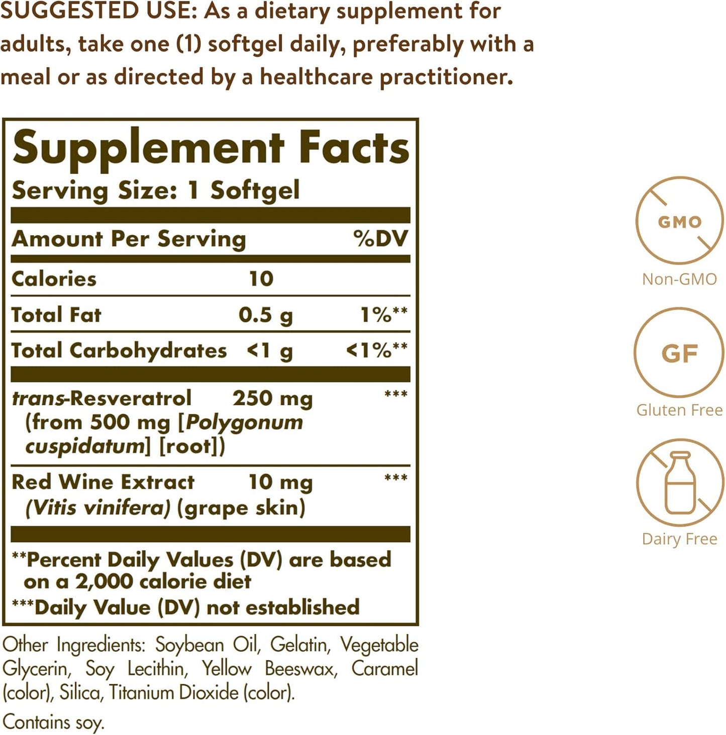 Solgar Resveratrol Supplement with Red Wine Extract for Antioxidant Support