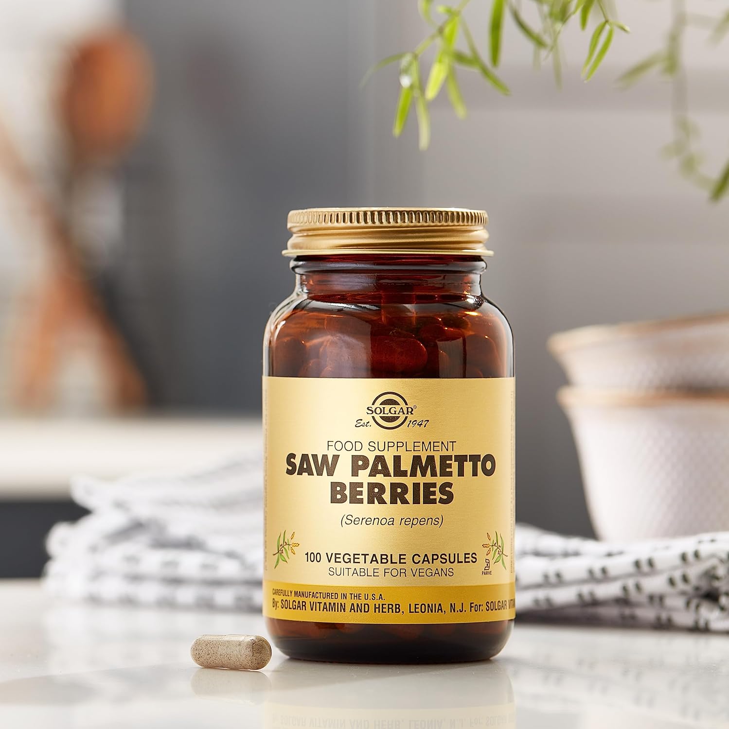 Solgar Saw Palmetto Berries Capsules - Men’s Health Support - Full Potency - Non-GMO, Vegan, Gluten Free, Dairy Free - 100 Servings