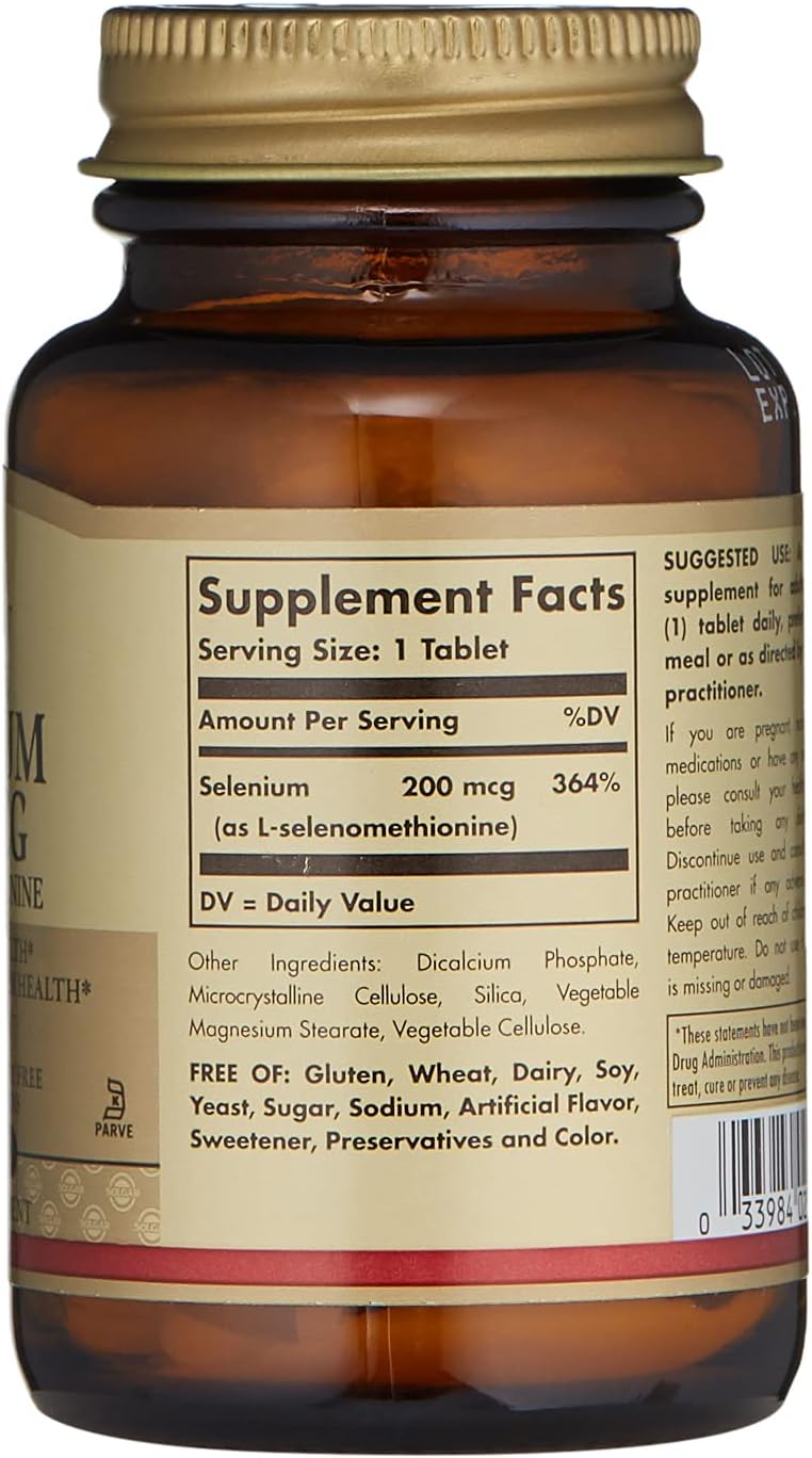 Solgar Selenium 200mcg Tablets - Yeast-free Antioxidant & Immune Support - 100 Servings, 100 Count x 12 Pack