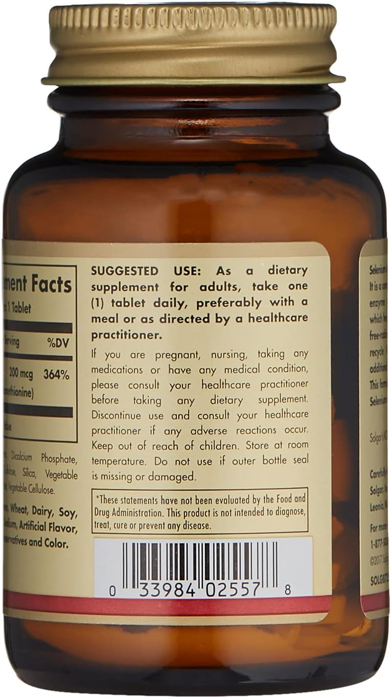 Solgar Selenium 200mcg Tablets - Yeast-free Antioxidant & Immune Support - 100 Servings, 100 Count x 12 Pack