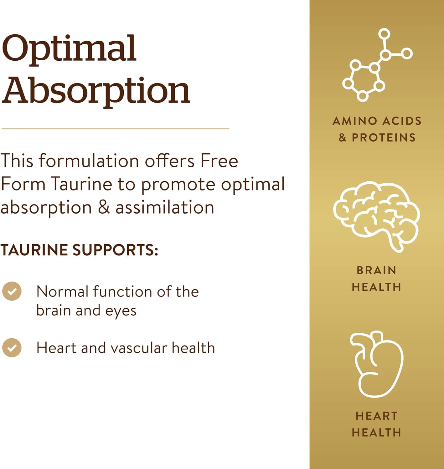 Solgar Taurine Supplement 500mg - 100 Vegetable Capsules