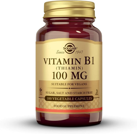 Solgar Vitamin B1 100 mg Capsules - Supports Energy Metabolism & Nervous System - Vegan & Gluten Free - 100 Servings