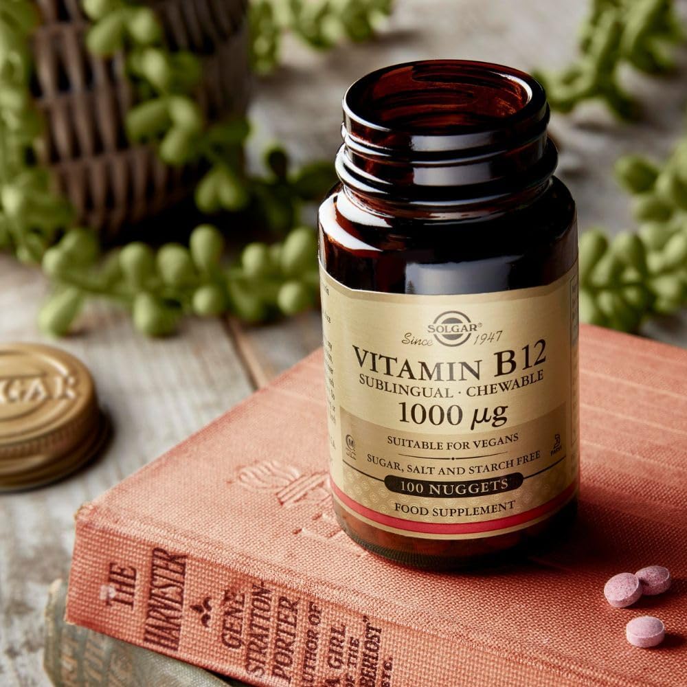 Solgar Vitamin B12 1000 mcg Nuggets for Energy, Healthy Nervous System, Cardiovascular Health - Non-GMO, Gluten Free, Kosher - 100 Servings