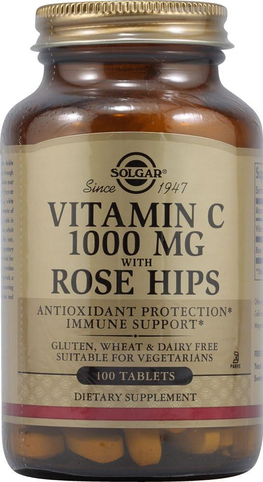Solgar Vitamin C 1000mg with Rose Hips - 200 Tablets, 100 Servings - Antioxidant & Immune Support - Non-GMO, Vegan, Gluten Free, Dairy Free, Kosher