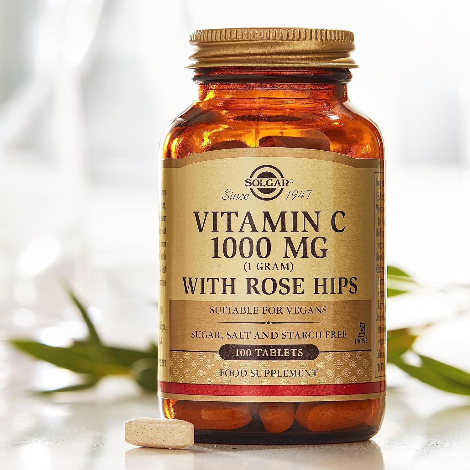 Solgar Vitamin C 1500mg Tablets with Rose Hips - Antioxidant & Immune Support for Skin & Joints - Non GMO, Vegan, Gluten Free - 180 Servings