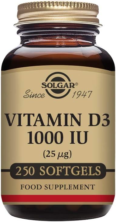 Solgar Vitamin D3 Softgels, 25 MCG (1000 IU) - Promotes Bone Health, Immune System Support - Non-GMO, Gluten Free - 250 Servings