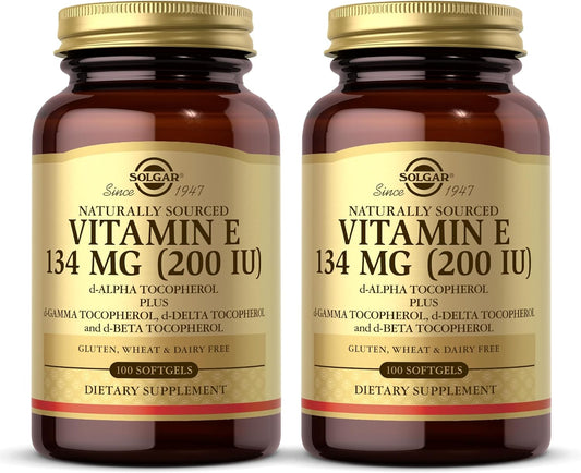 Solgar Vitamin E 200 IU Softgels - Pack of 2, 100 Count - Natural Antioxidant for Immune System Support - Gluten & Dairy Free - 200 Servings