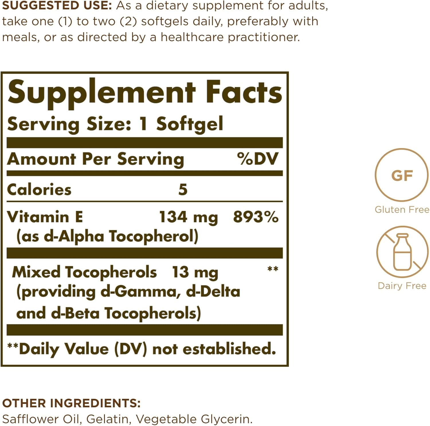 Solgar Vitamin E 200 IU Softgels - Pack of 2, 100 Count - Natural Antioxidant for Immune System Support - Gluten & Dairy Free - 200 Servings