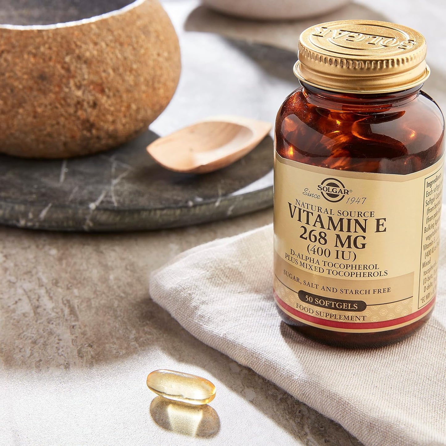 Solgar Vitamin E 268 mg (400 IU) Softgels - Natural Antioxidant for Skin & Immune Support - Non-GMO, Vegan, Gluten Free - 100 Servings