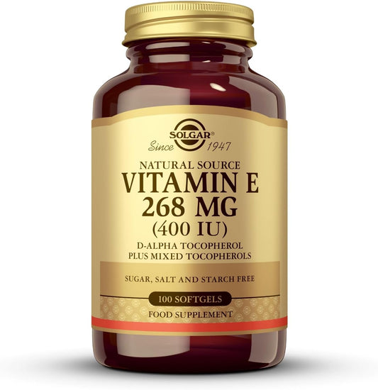 Solgar Vitamin E 400 IU Softgels - 100 Count - Natural d-Alpha Tocopherol Source - Gluten and Dairy Free - 100 Servings