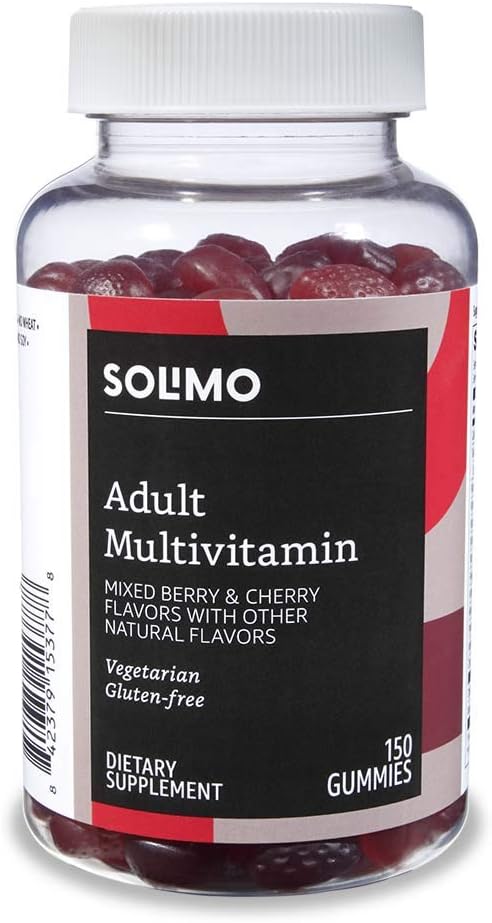 Solimo Basics Adult Multivitamin and Probiotic Gummies Combo Pack (200 Gummies) for Daily Wellness Benefits