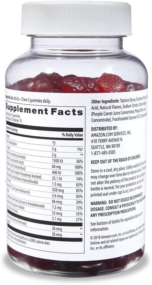 Solimo Basics Adult Multivitamin and Probiotic Gummies Combo Pack (200 Gummies) for Daily Wellness Benefits