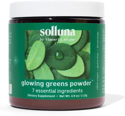 Solluna by Kimberly Snyder Glowing Greens Powder: Vegan Superfood for Energy, Mood, Immune Support, Antioxidants, Vitamins & Minerals