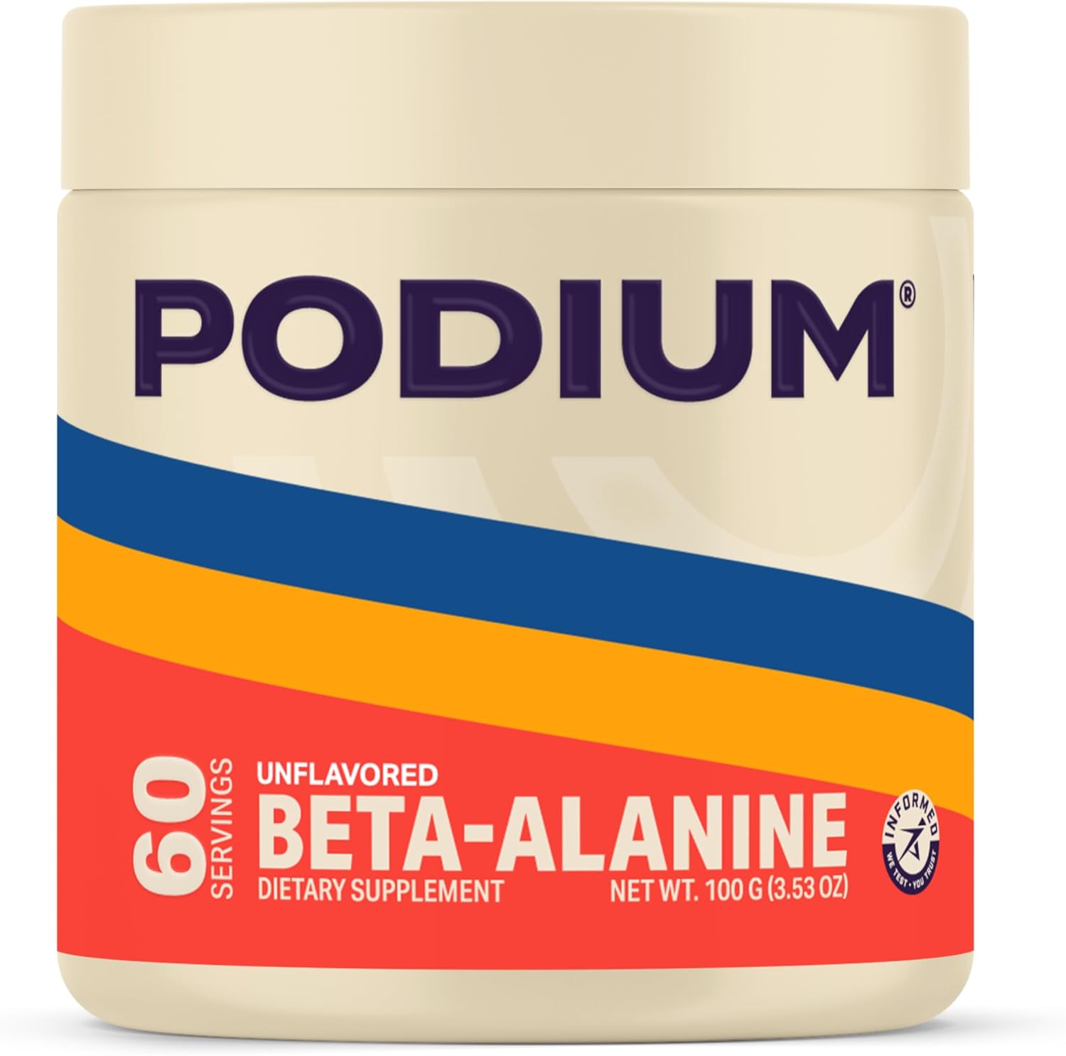 Solos Beta Alanine: Unflavored Podium Nutrition Supplement for Athletic Performance, 60 Servings