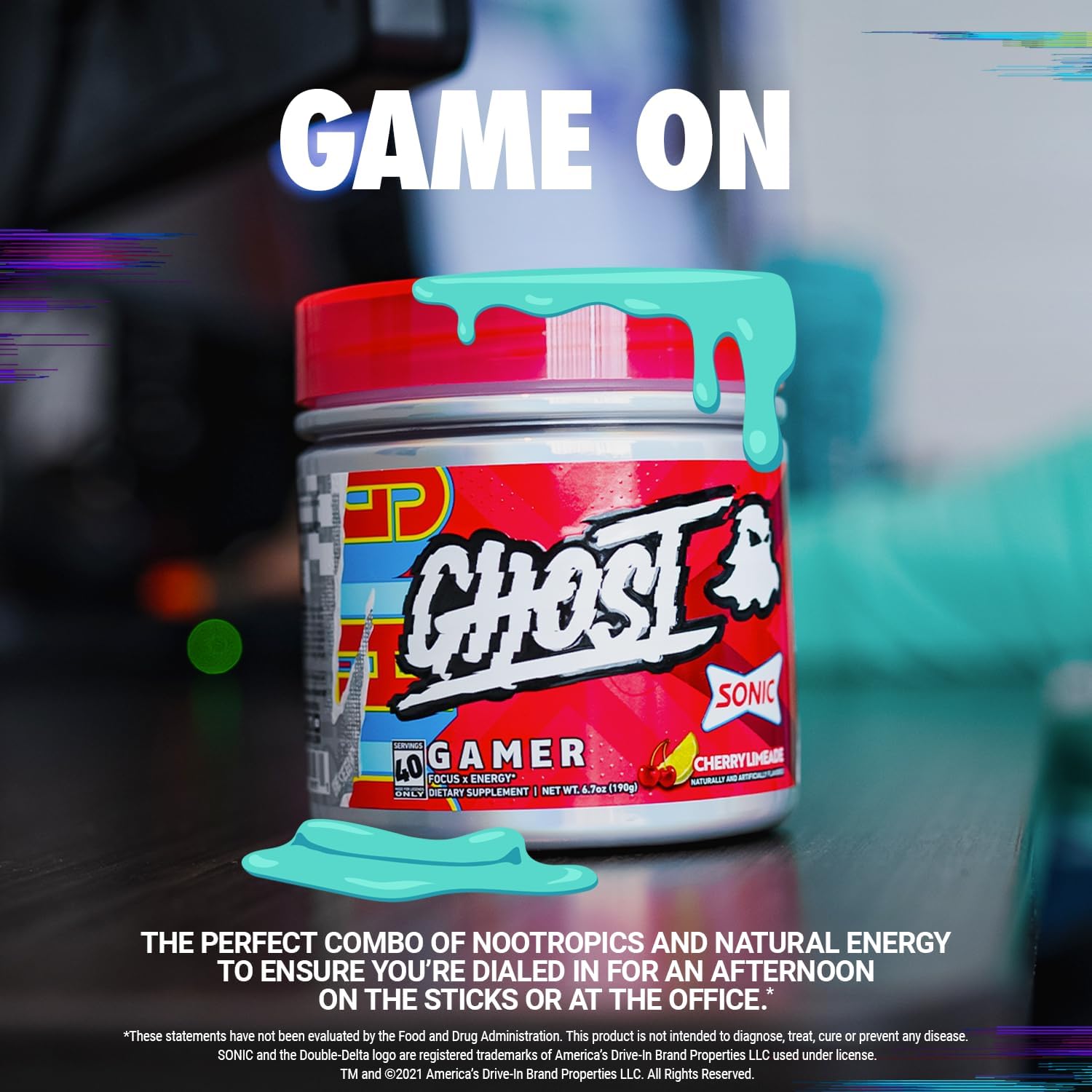 Sonic Cherry Limeade Energy and Focus Support Formula - 40 Servings - Vegan, Gluten-Free - Boosts Attention and Reaction Time with Nootropics and Natural Caffeine