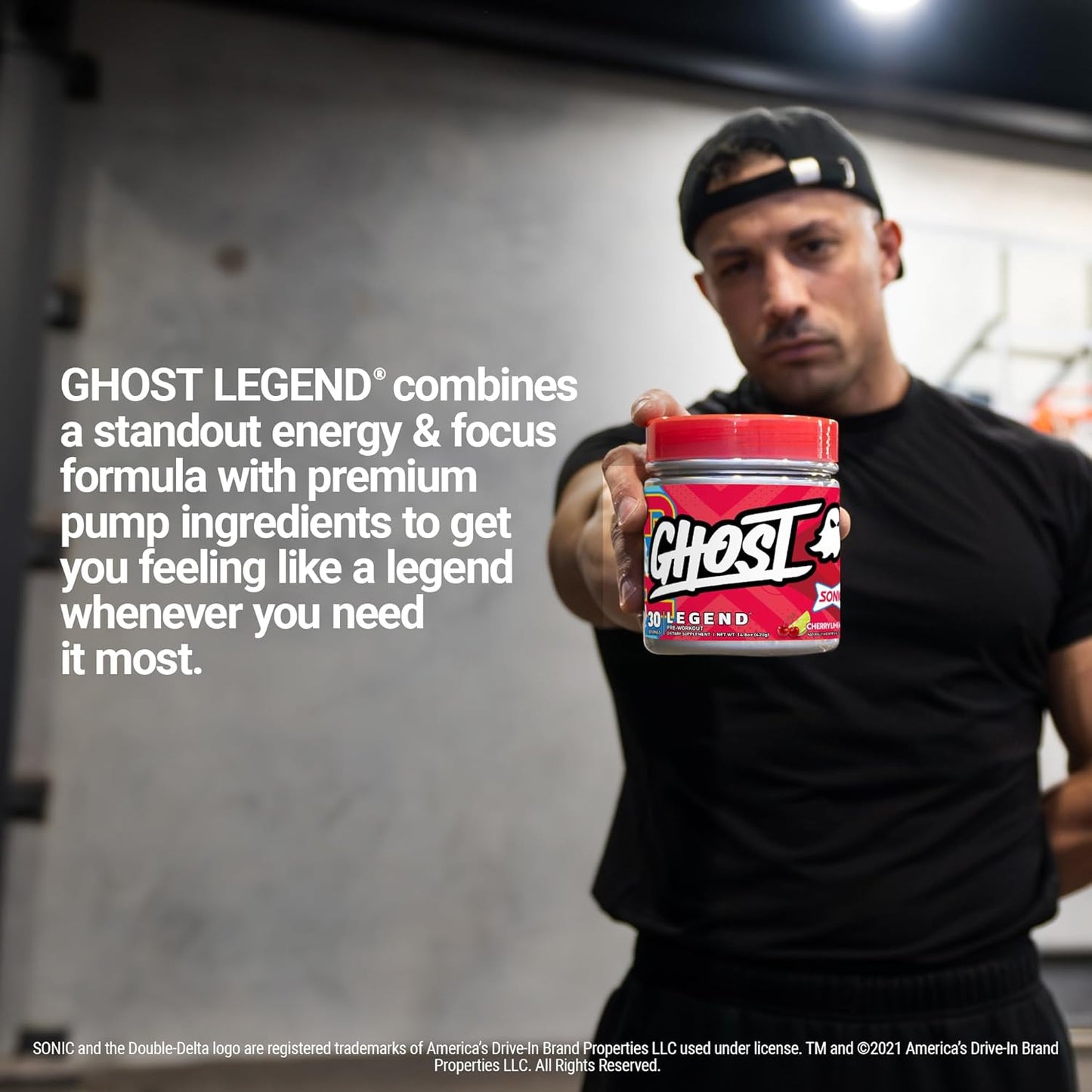 Sonic Cherry Limeade GHOST Legend V3 Pre-Workout Powder - 30 Servings - Energy & Focus Boost for Men & Women - Caffeine, L-Citrulline, & Beta Alanine Formula - Soy, Sugar, Gluten Free, Vegan