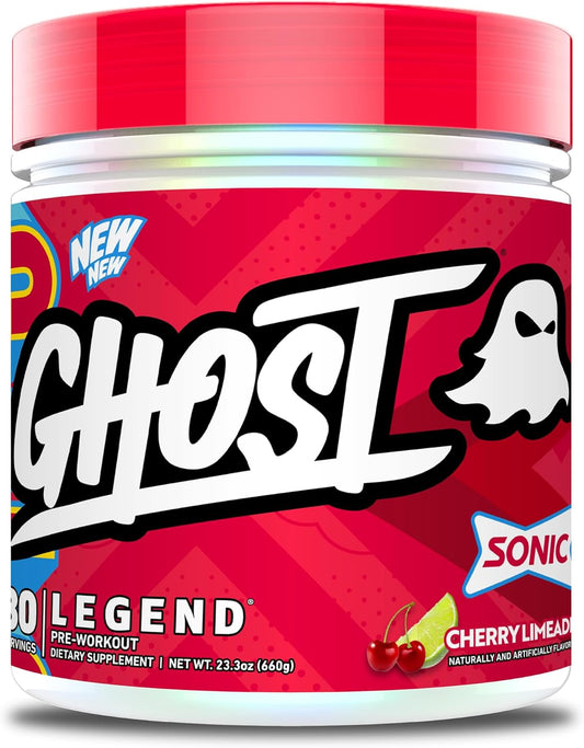 Sonic Cherry Limeade GHOST Legend V4 Pre-Workout Powder - 30 Servings, Energy & Focus for Men & Women with Choline, L-Citrulline, & Beta Alanine