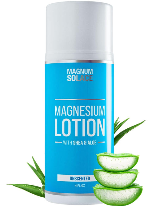 Soothing Magnum Solace Magnesium Lotion for Legs with Aloe & Shea - Effective Topical Magnesium Alternative