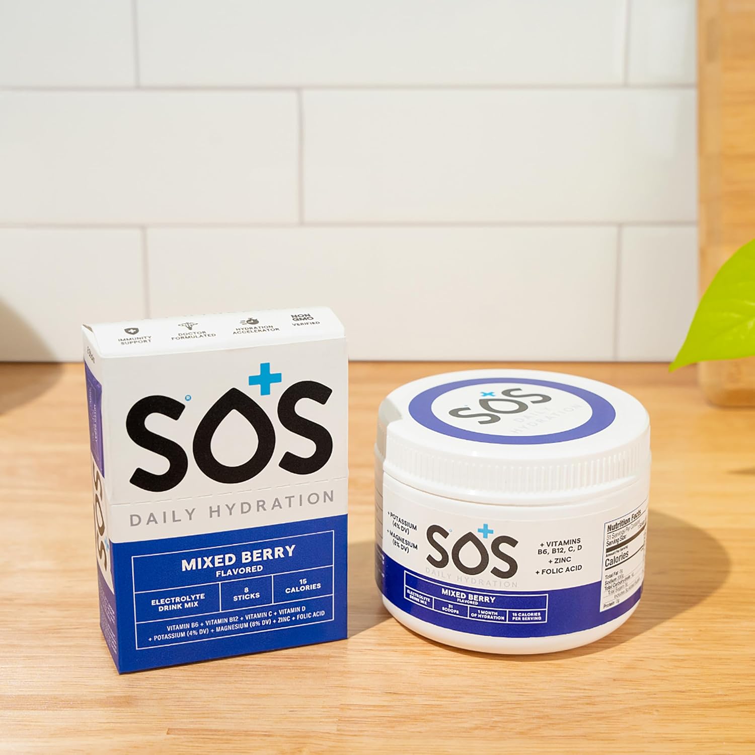 SOS Hydration Electrolyte Powder Packets, Mixed Berry, 8 Stick Packs - Low-Calorie, Rapid Rehydration, Keto & Vegan Friendly, Made in USA
