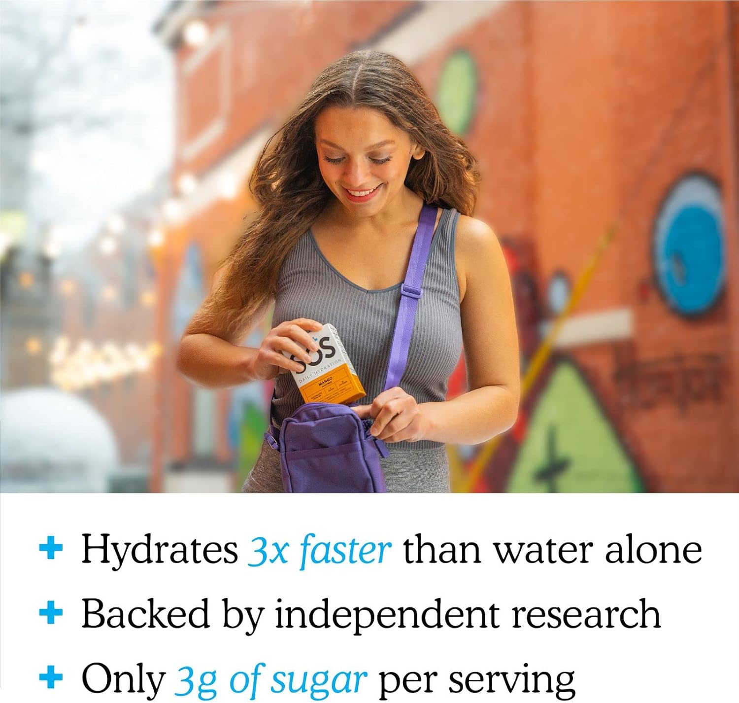 SOS Hydration Mango Electrolyte Powder Packets - 8 Stick Packs, Low-Calorie, Rapid Rehydration - USA made, Keto & Vegan Friendly
