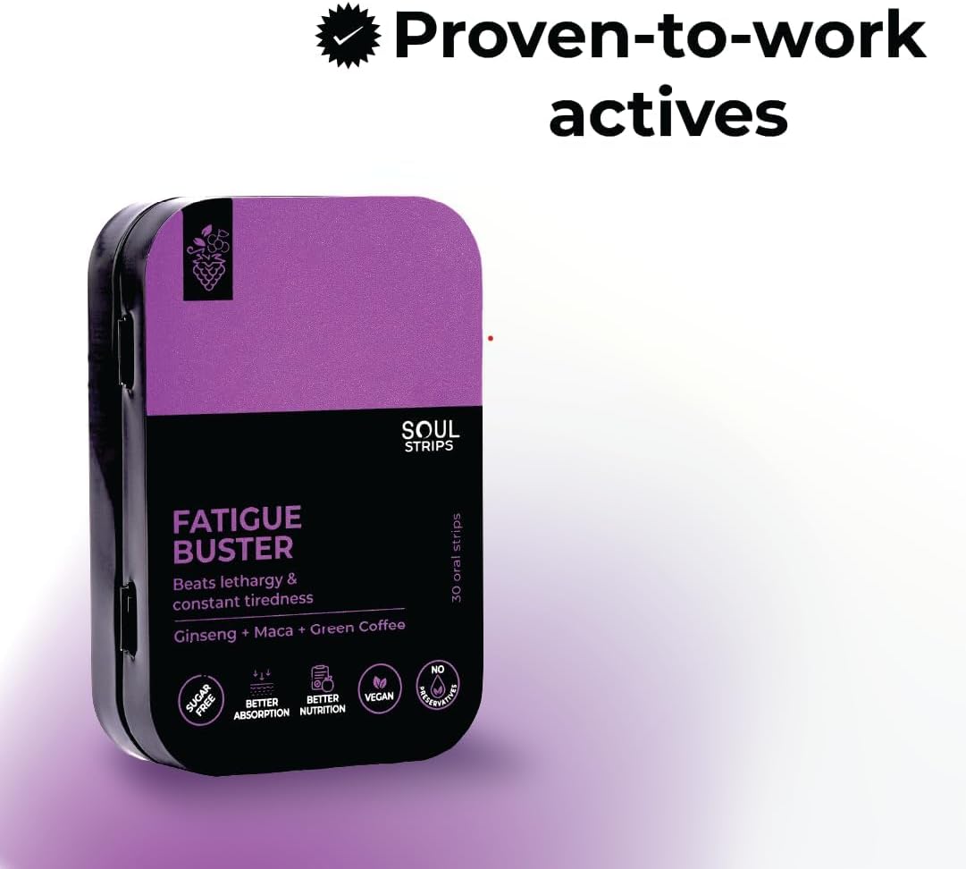 Soul Nutrition Soul Strips: Ginseng, Maca, Green Coffee Fatigue Buster - Mixed Berries Flavor, Vegan, 30 Pack