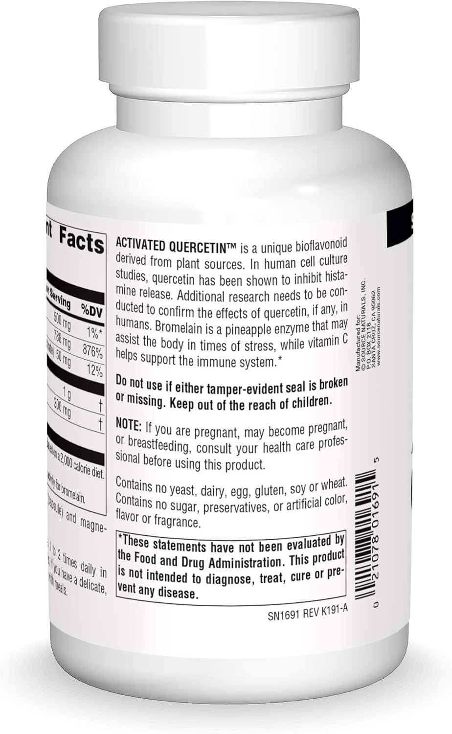 Source Naturals Activated Quercetin Capsules - Promotes Seasonal & Immune Health - 200 Count