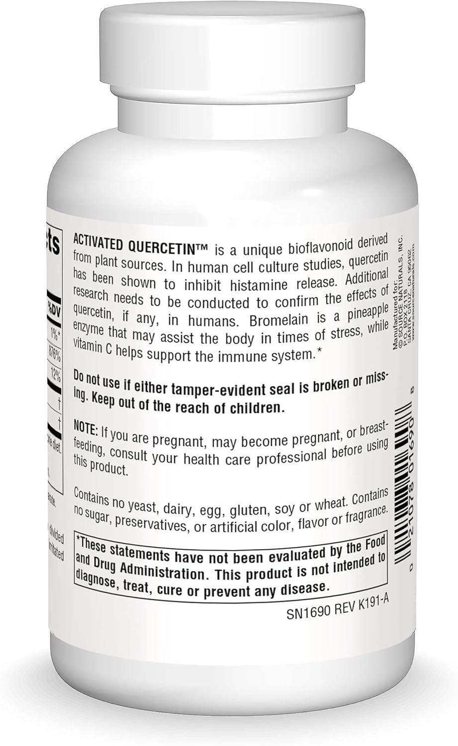 Source Naturals Activated Quercetin Capsules - Seasonal & Immune Support Supplement