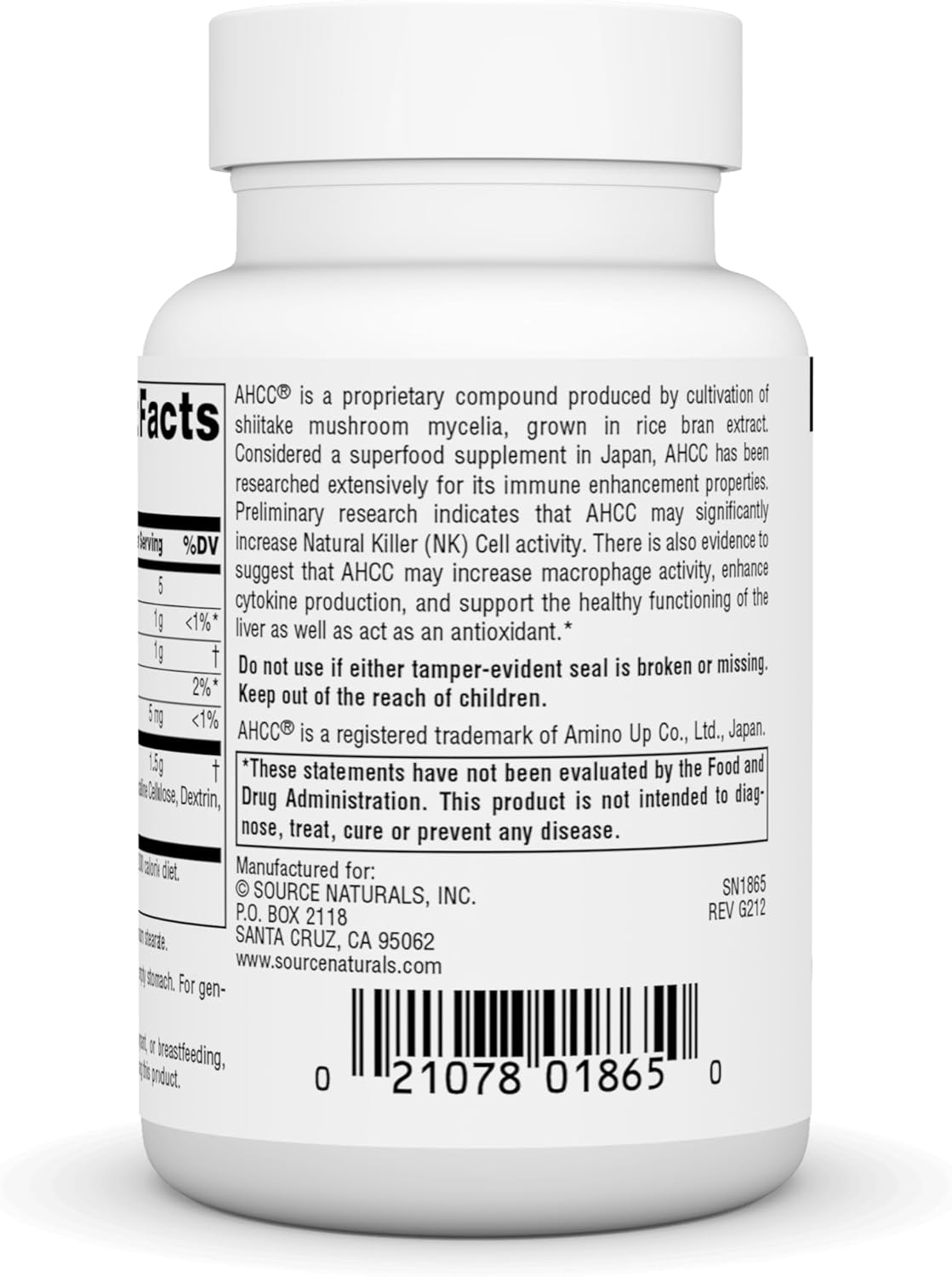 Source Naturals AHCC 750 mg Capsules Boost Natural Killer Cell Function - 30 Count