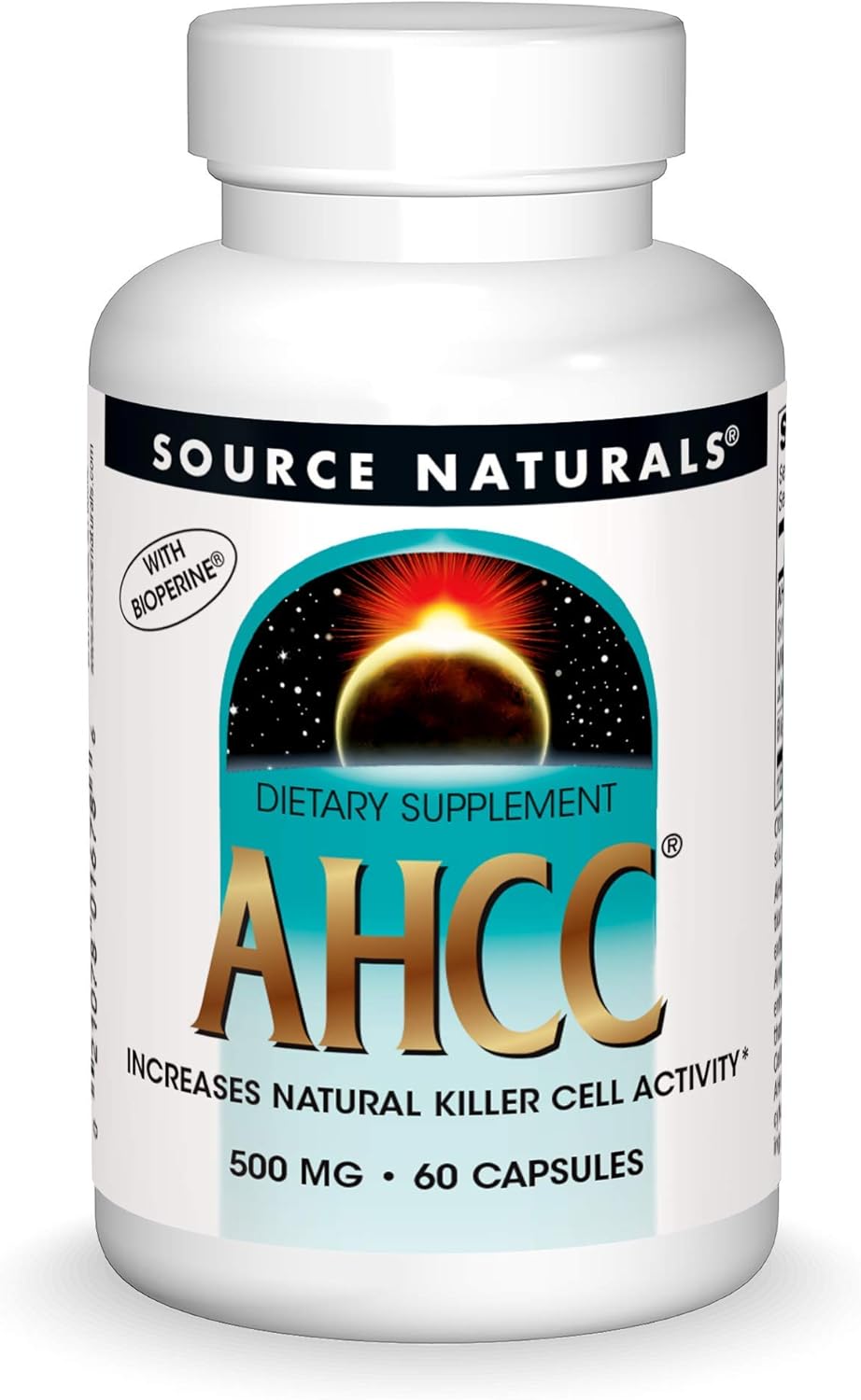 Source Naturals AHCC with Bioperine 500mg - Immune Support Supplement - 60 Capsules