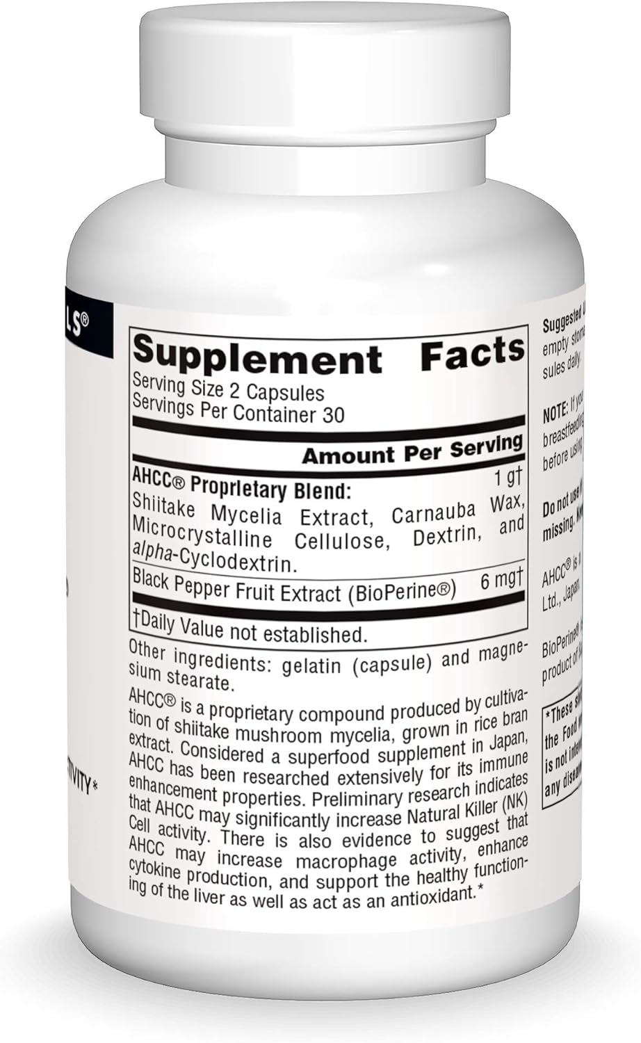 Source Naturals AHCC with Bioperine 500mg - Immune Support Supplement - 60 Capsules