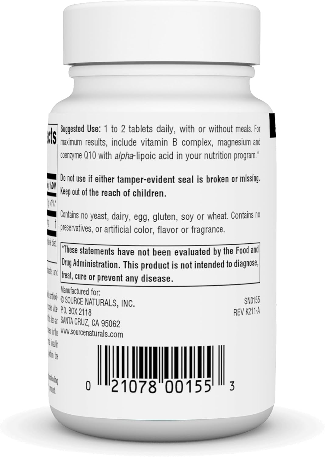 Source Naturals Alpha Lipoic Acid 100mg - 120 Tablets for Healthy Sugar Metabolism, Liver Function, Energy Generation