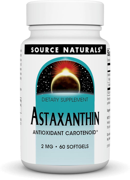 Source Naturals Astaxanthin Softgels - 2mg Antioxidant Carotenoid Supplement, 60 Count