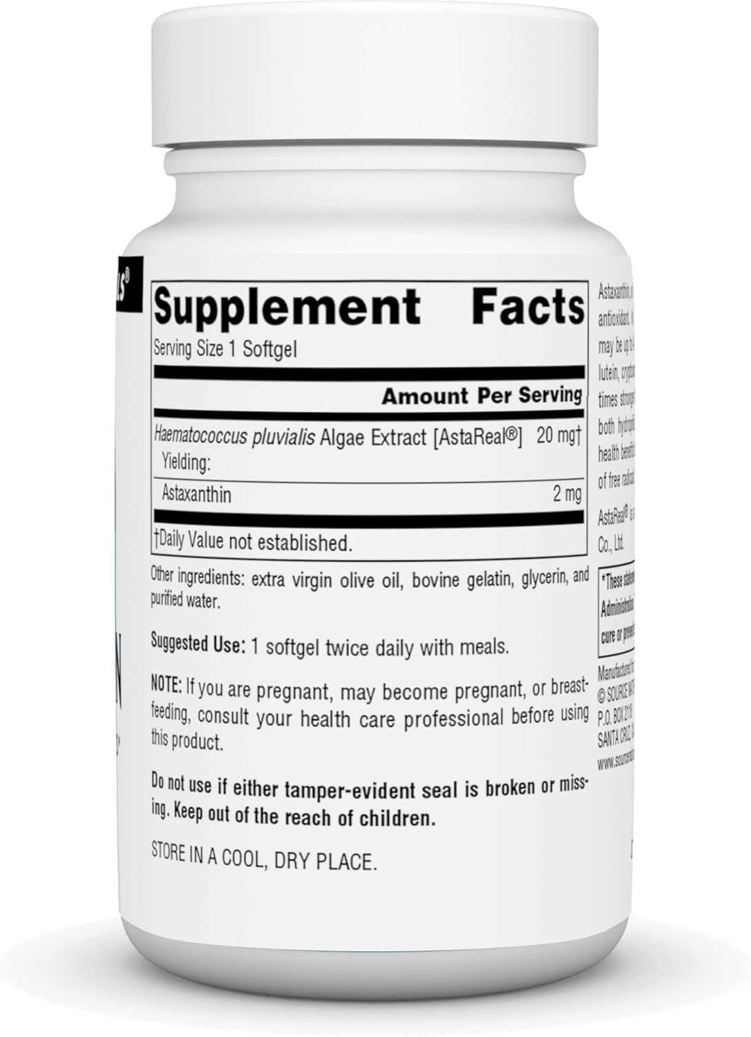 Source Naturals Astaxanthin Softgels - 2mg Antioxidant Carotenoid Supplement, 60 Count