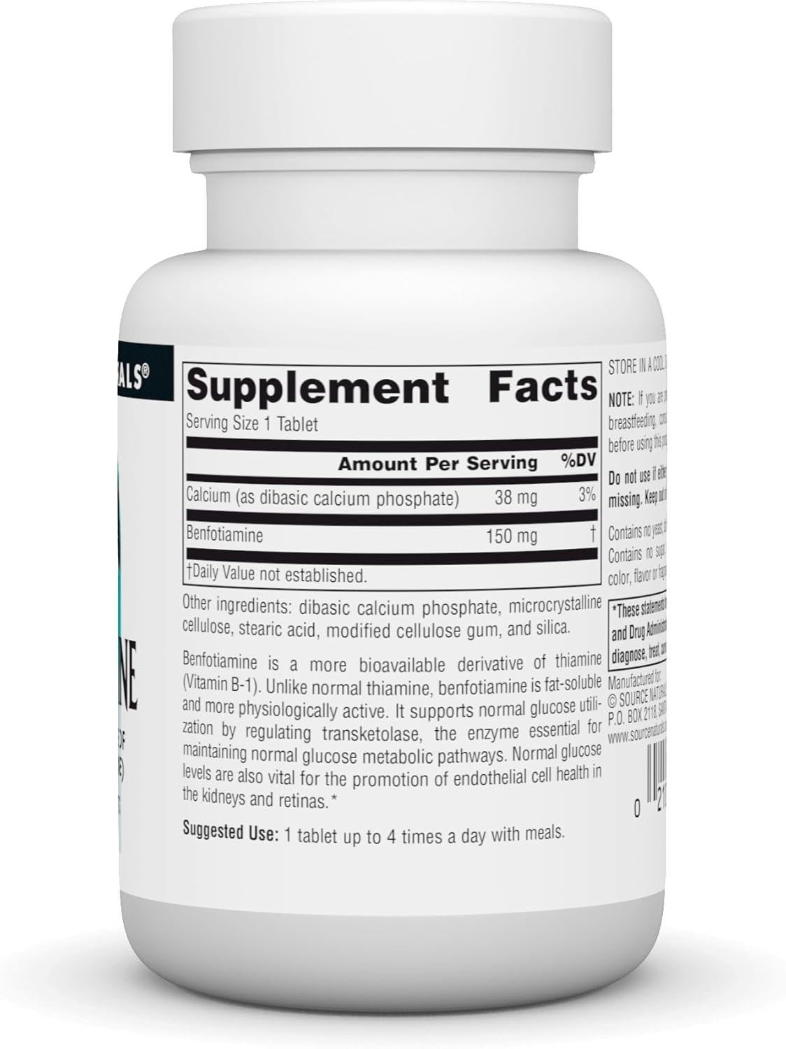Source Naturals Benfotiamine 150mg - 30 Tablets, High Absorption Vitamin B-1 Supplement