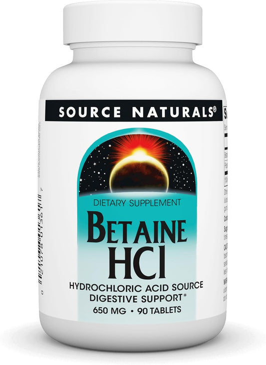 Source Naturals Betaine HCL 650mg - 90 Tablets for Digestion Support