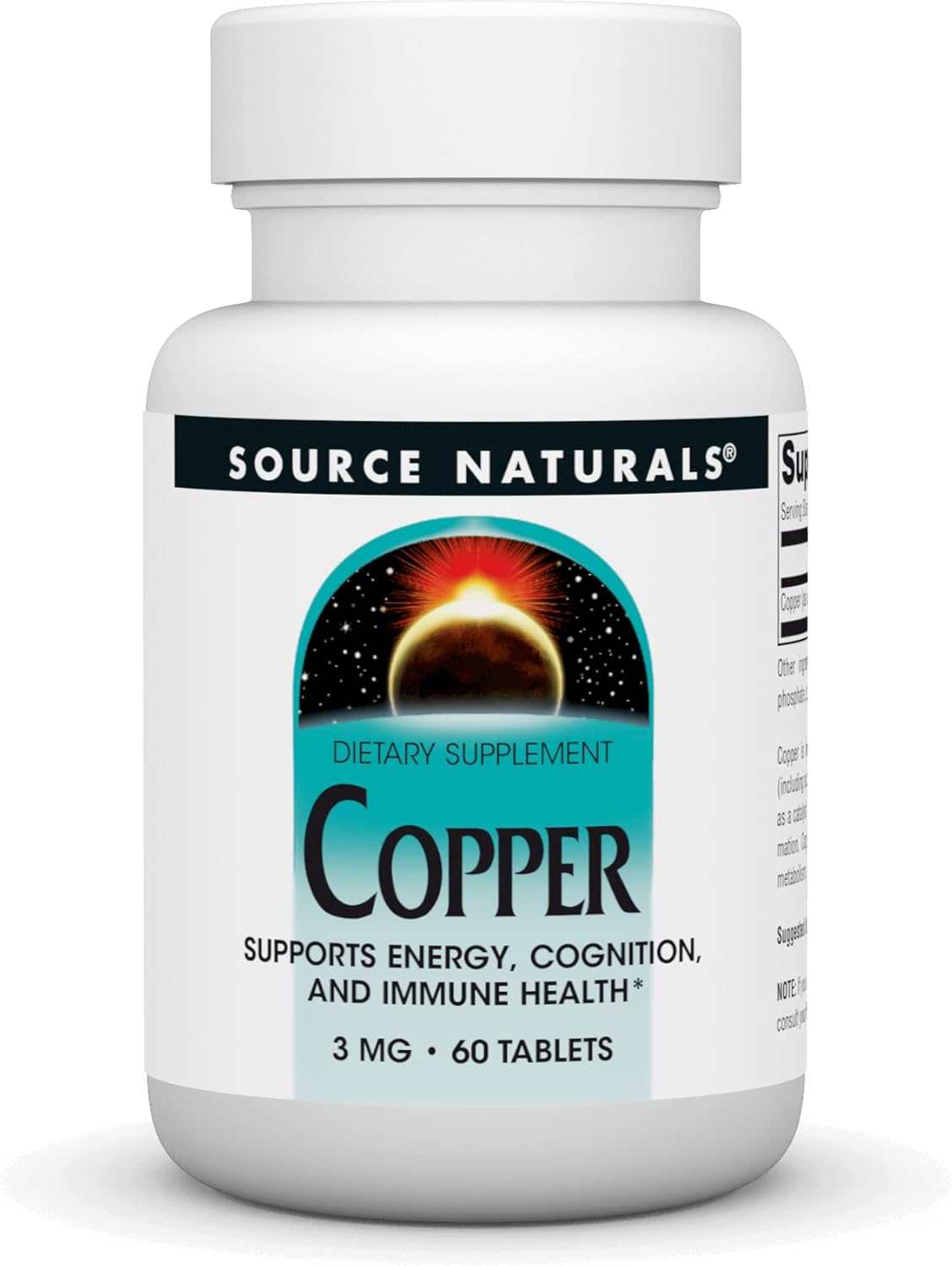Source Naturals Copper 3 mg Tablets - Supports Energy, Cognition, Immune Health - 60 Count